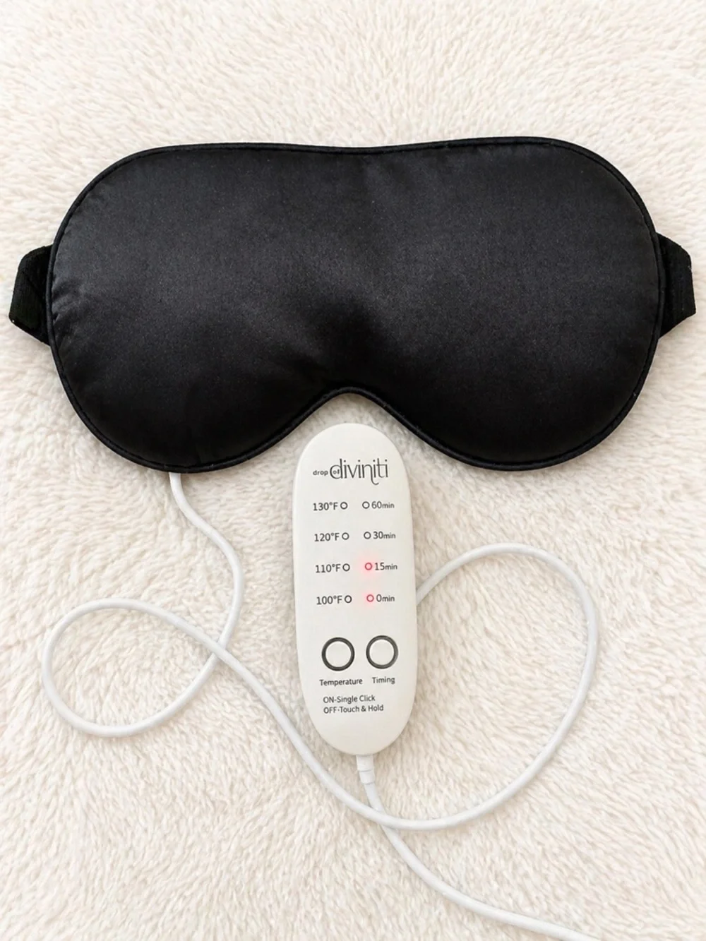 Diviniti Heated Silk Eye Mask Black USB Sleep Mask Relaxation Therapy EUC